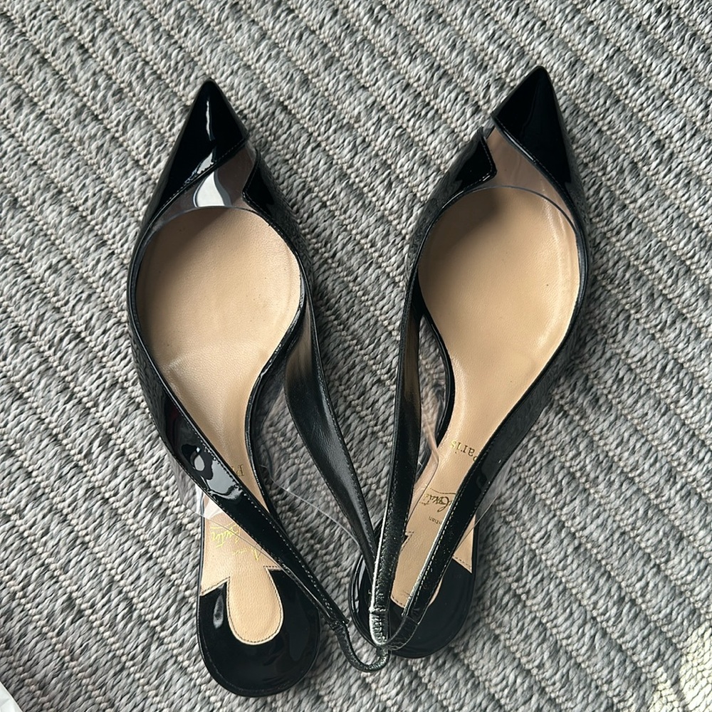 Christian Louboutin black patent flats, size 38